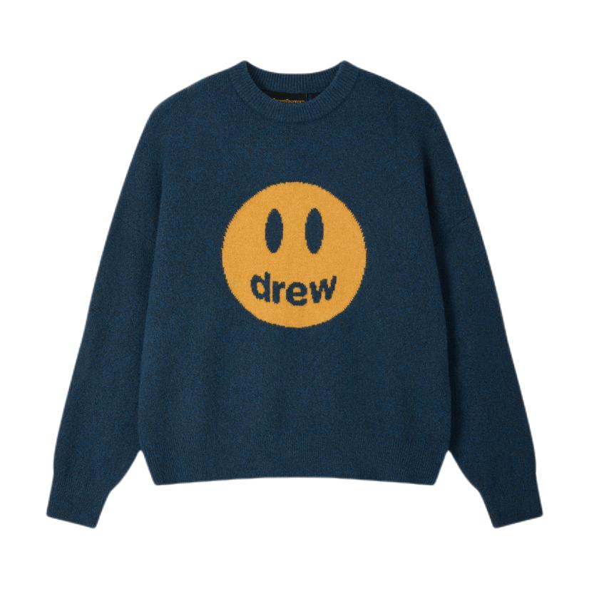 Drew House 2026AW 圆领套头落肩夹花长袖针织衫 SW2694 海军蓝