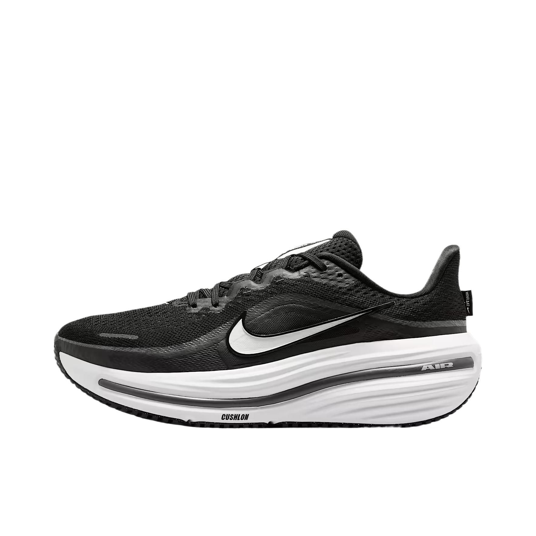 推荐商品：Nike Winflo 12 跑鞋 透气系带圆头防滑 低帮/黑色/深烟灰色/白色
