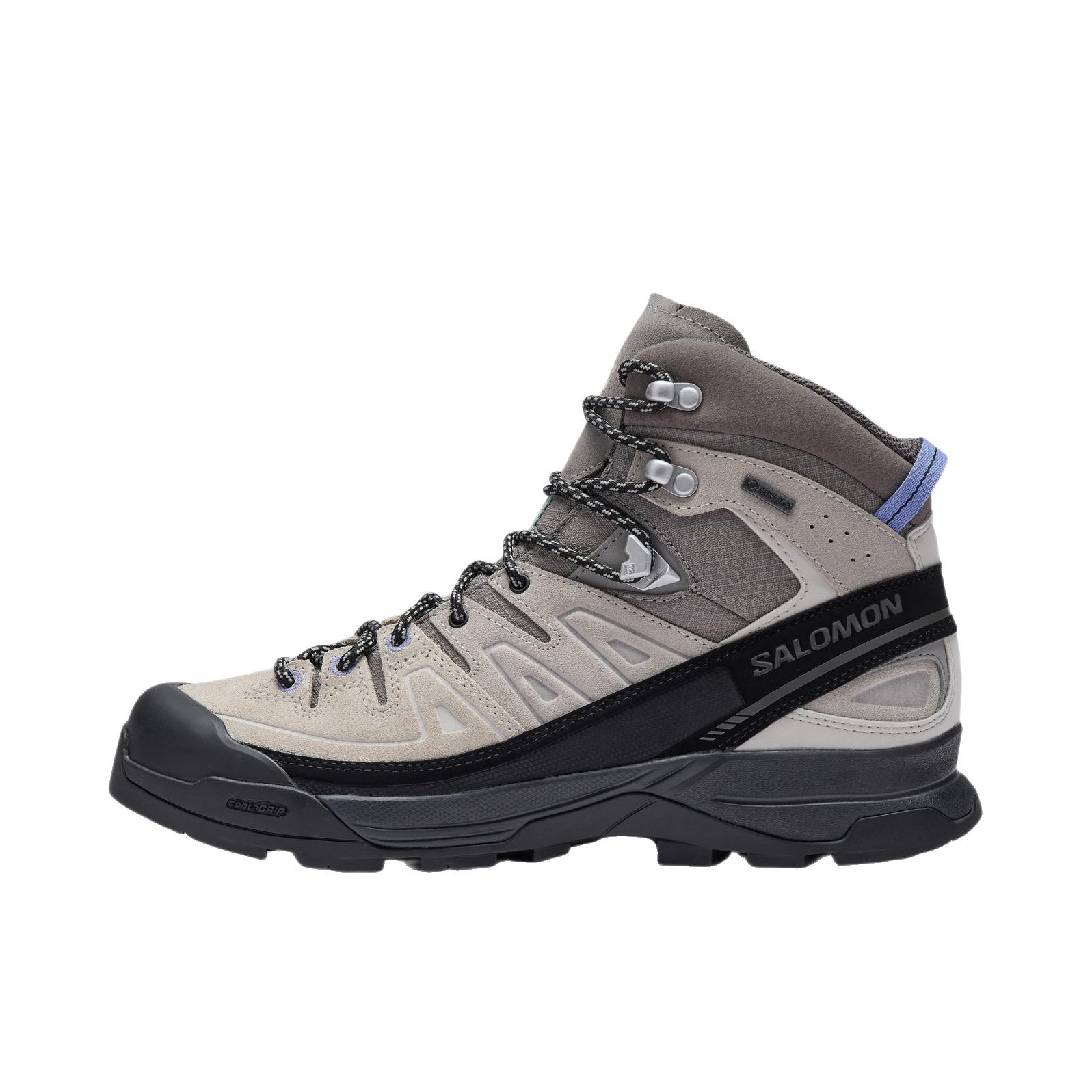 推荐商品：Salomon/萨洛蒙 X-ALP MID LTR GTX 防滑耐磨 减震透气 防水中帮 平跟 橡胶 户外休闲鞋 风暴灰