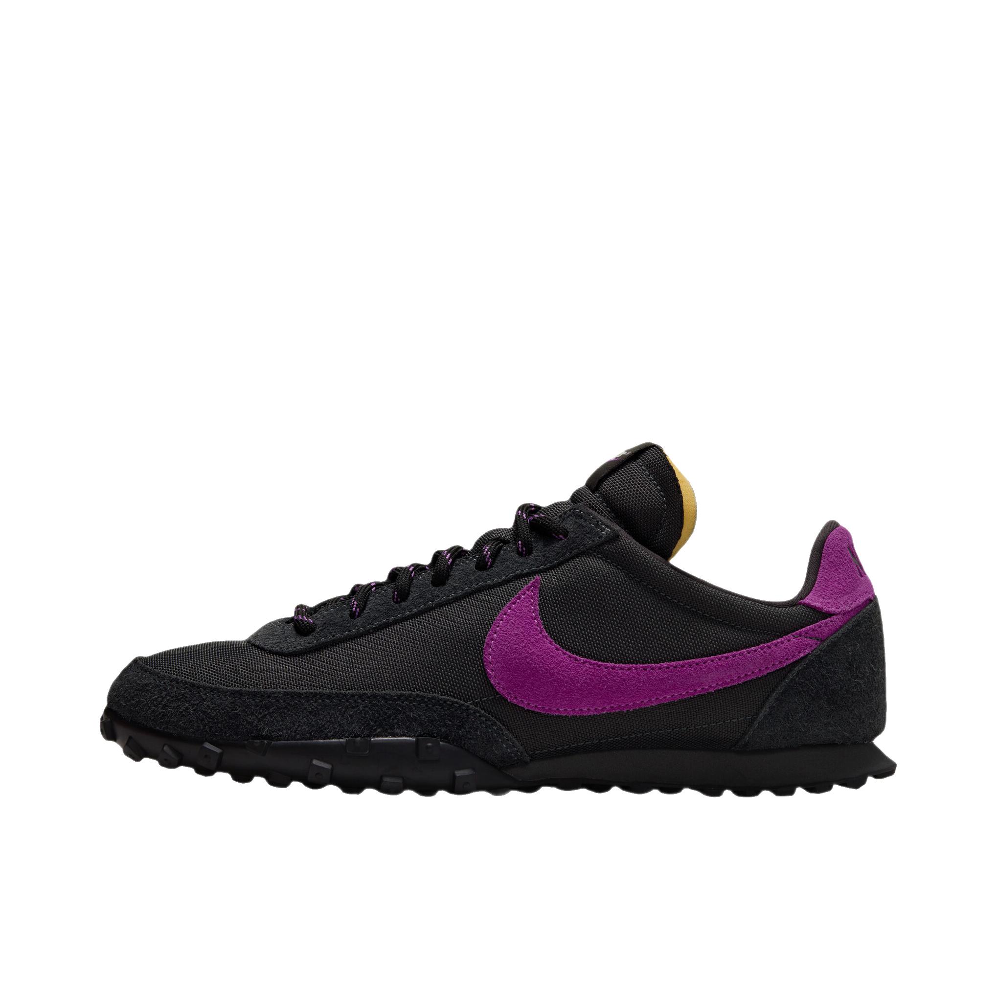推荐商品：Nike Roshe Waffle Racer 织物 防滑耐磨 低帮 跑鞋 煤黑色/超级紫罗兰色/黑色