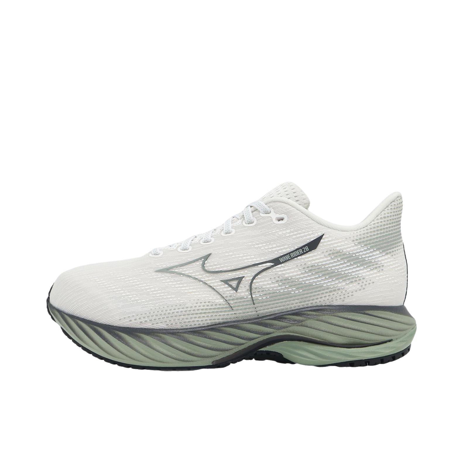 推荐商品：Mizuno/美津浓  Wave Rider  28  防滑 缓震 支撑 回弹  跑鞋 米色/绿色