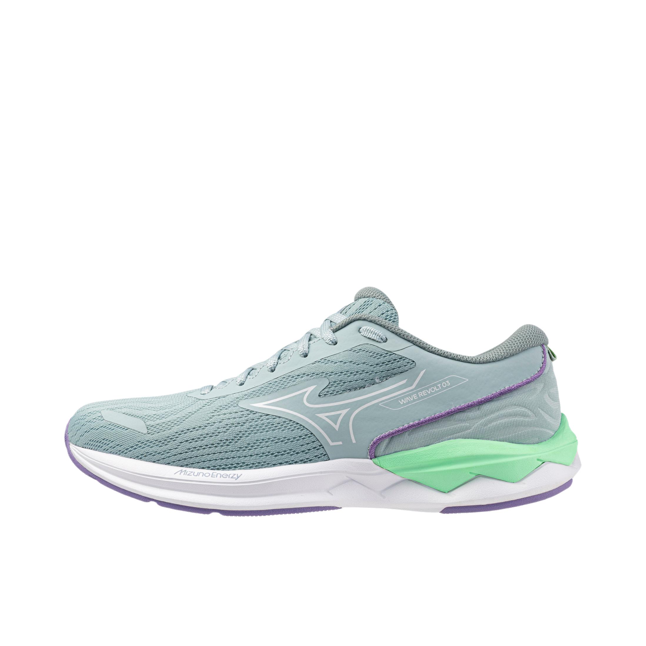 推荐商品：Mizuno/美津浓 Wave Revolt 3 减震 耐磨 防滑 舒适 跑鞋 女款/乙醚/白色/佩斯利紫