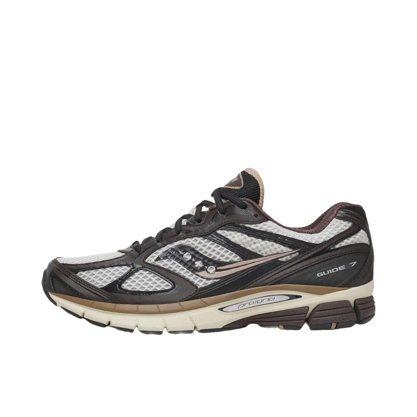 推荐商品：Saucony/索康尼 PROGRID GUIDE 7 跑鞋 耐磨复古美观缓震防滑千禧 低帮/灰色/棕色 