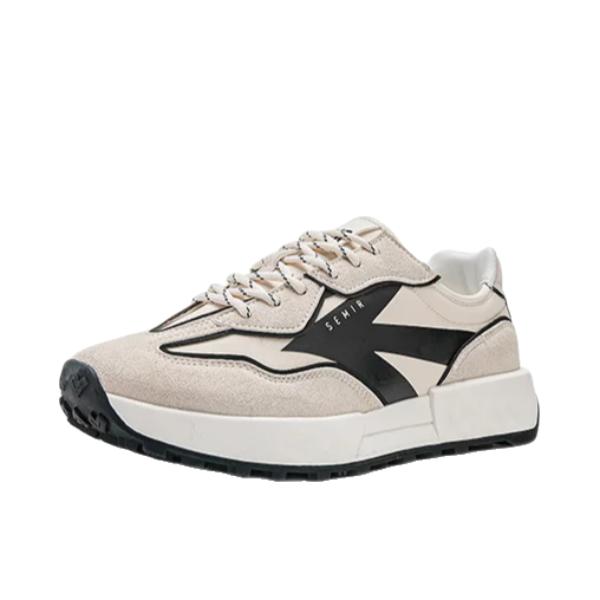 推荐商品：Semir/森马 板鞋 厚底百搭 STH261077 米色/黑色