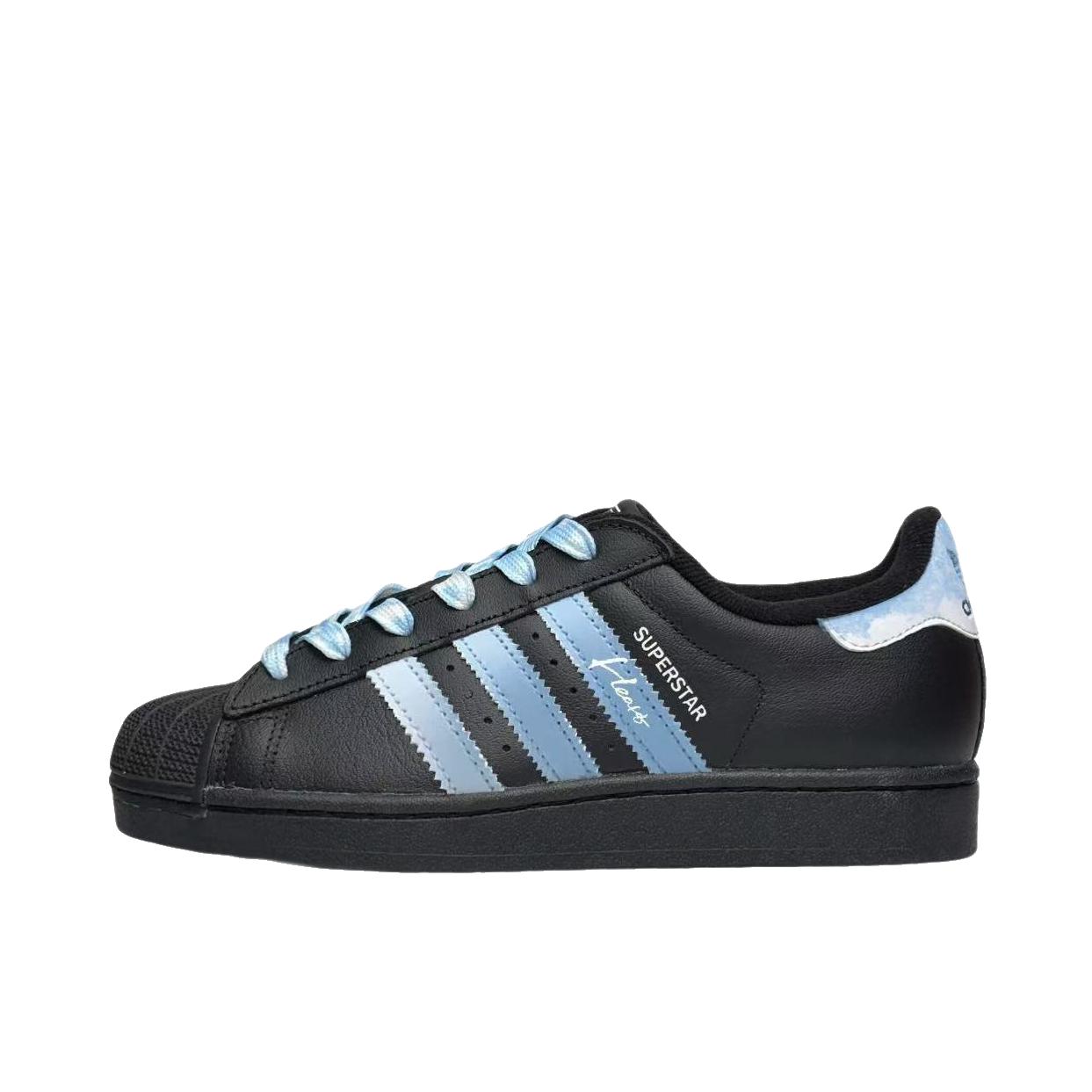 推荐商品：【定制球鞋】 adidas Originals Superstar 板鞋 防踢减震防滑耐磨百搭潮流时尚合成革贝壳头 多巴胺黑蓝