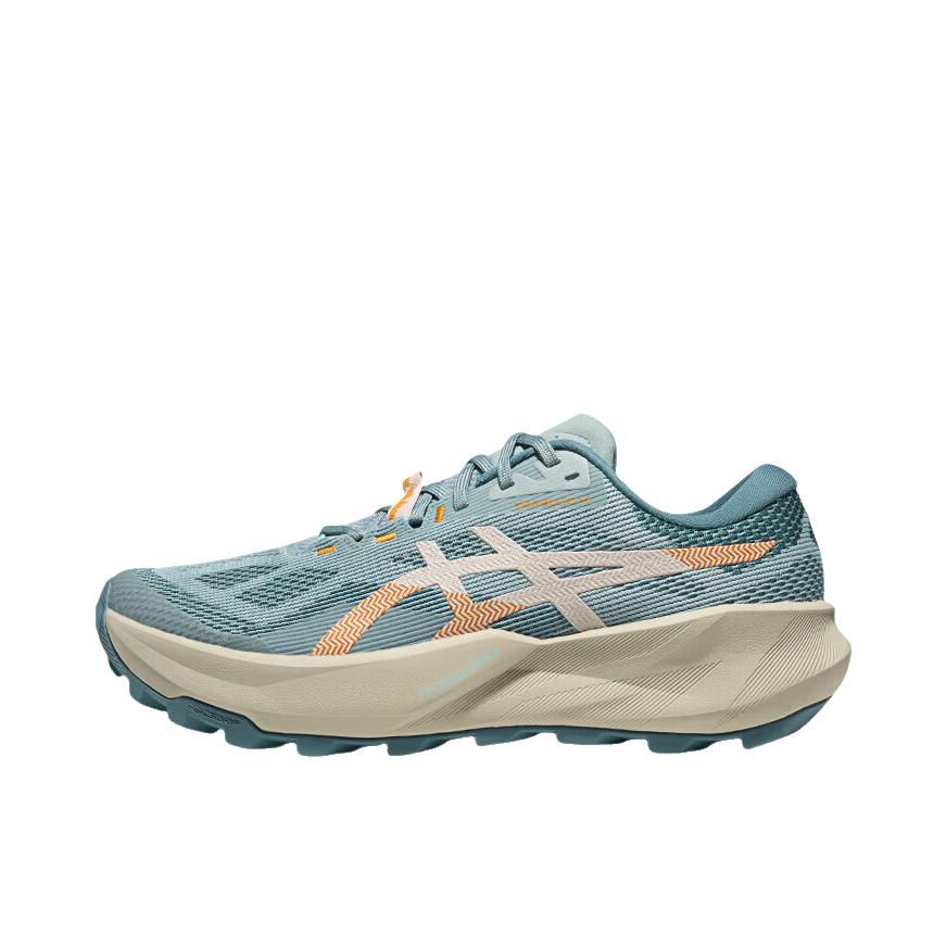 推荐商品：Asics/亚瑟士 Gel-Trabuco 14 越野跑鞋 柔软舒适透气百搭抓地回弹减震支撑圆头网布贴合 灰色/蓝色