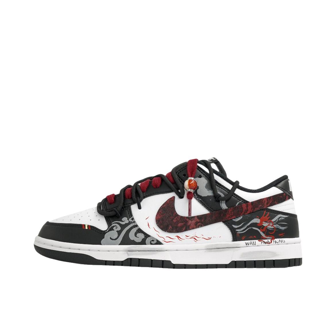 推荐商品：【定制球鞋】 Nike Dunk 板鞋 平跟系带防滑耐磨做旧高街简约百搭潮流复古美式 玄岁焰墨