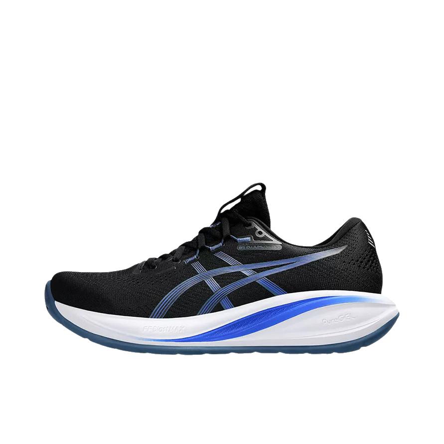 推荐商品：Asics/亚瑟士 GEL-CUMULUS 28 跑鞋 舒适缓震透气耐磨轻便训练马拉松回弹抓地耐穿贴合减震支撑 黑色/蓝色