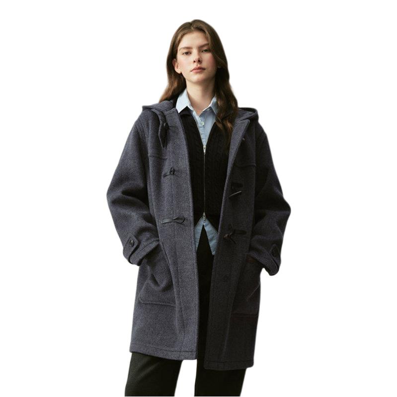推荐商品：E·LAND 2026AW 连帽亲肤保暖毛呢外套 女装 EEJWG4TE01 灰