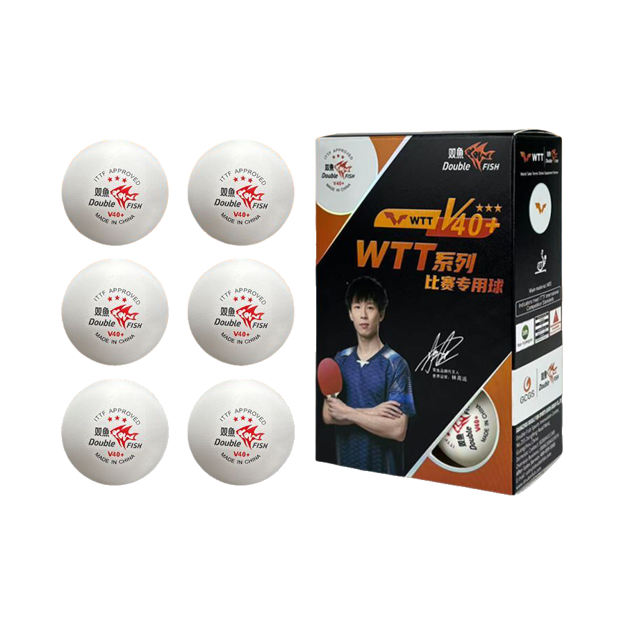 DoubleFish/双鱼 WTT系列 三星级 V40+ 展翅 新材料 比赛级 高分子 耐打 有缝球 赛事 乒乓球 白色