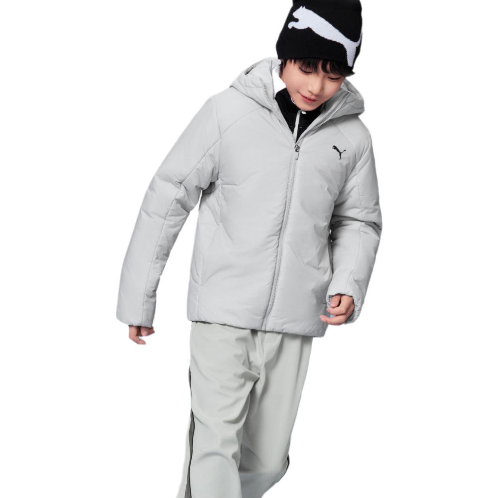 推荐商品：Puma/彪马童装 防风保暖拉链梭织长袖棉服 中大童 353926106201 灰白