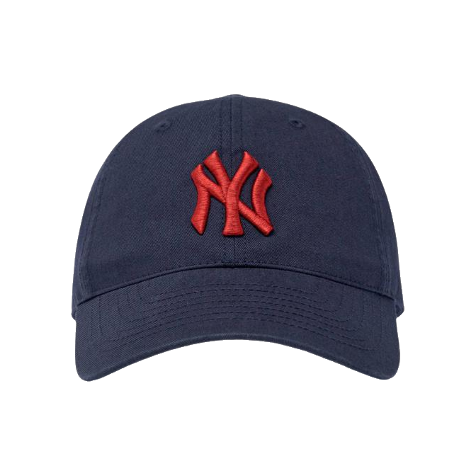 【柳智敏同款】MLB 字母刺绣徽标软顶鸭舌帽 32CP66/3ACP66 海军蓝NY50NYD