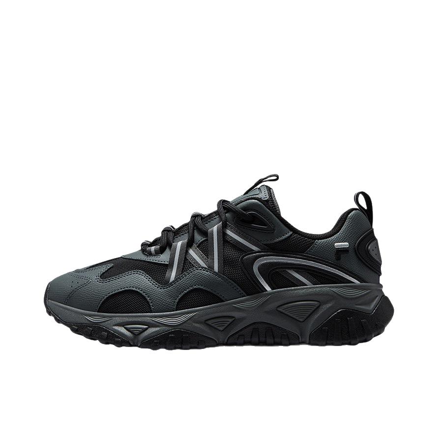 推荐商品：FILA/斐乐 老爹鞋 织物增高厚底缓震耐磨透气通勤百搭潮流舒适圆头系带 T12W643342F 黑色/火山灰