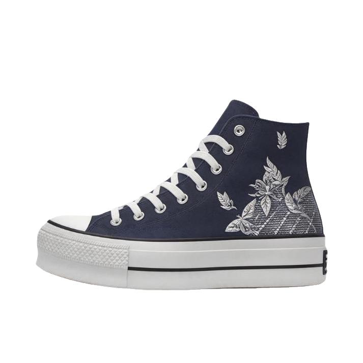 推荐商品：【定制鞋】 Converse/匡威 All Star Lift 帆布鞋 增高防滑轻便 宽版/蓝蝶织梦