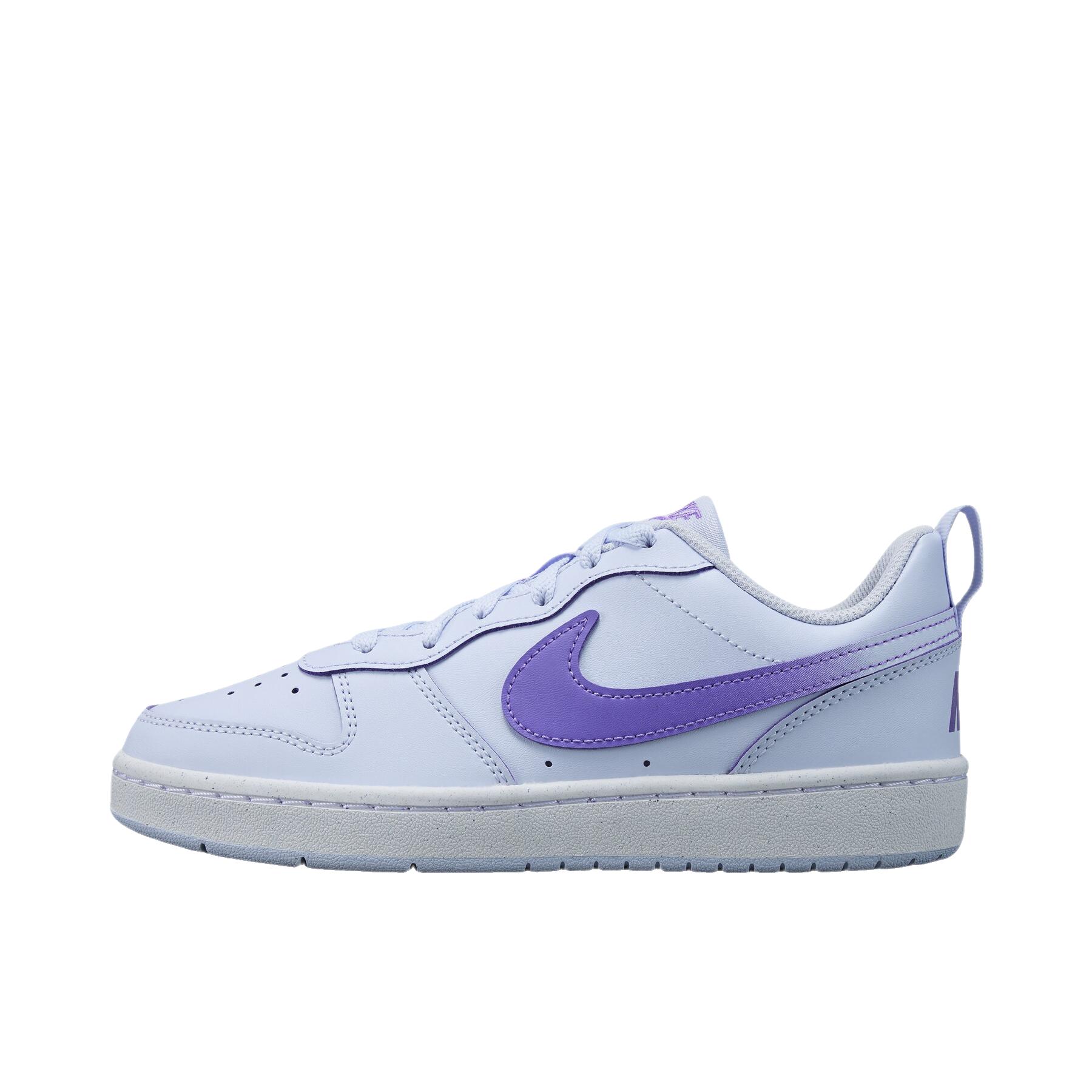 推荐商品：Nike Court Borough 2 板鞋 复古时尚支撑舒适百搭轻便防滑 大童/浅白色/紫色/行动葡萄紫