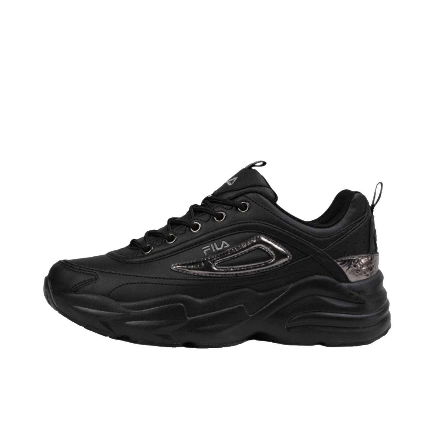 推荐商品：FILA/斐乐 SKYE FW0586 老爹鞋 百搭圆头厚底 低帮/女款/黑色/枪灰色