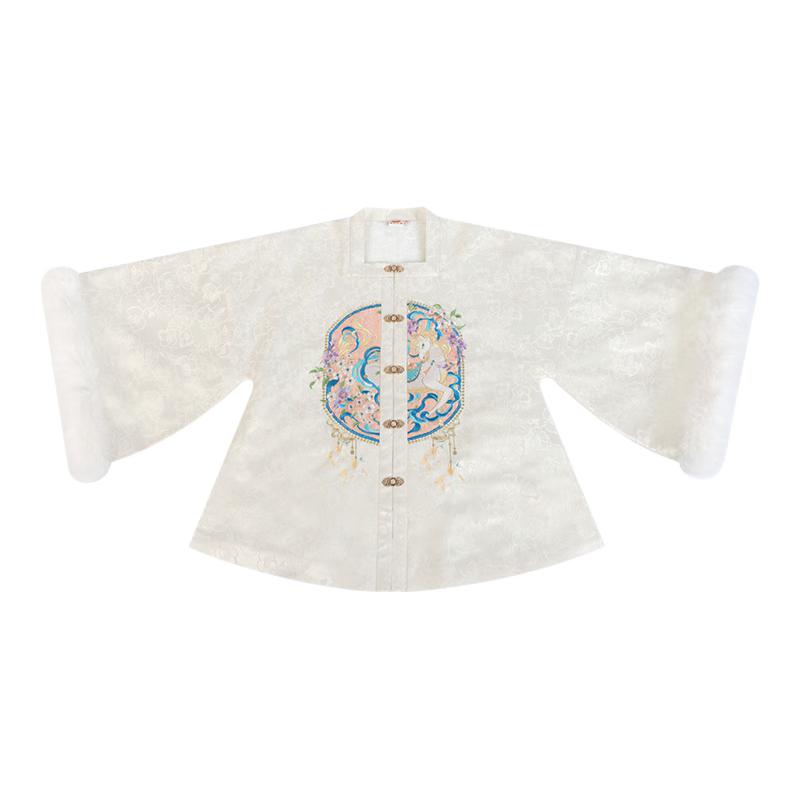 推荐商品：重回汉唐 方领对襟袄明制汉服 女装 HFEAY3461 浅米黄/方领