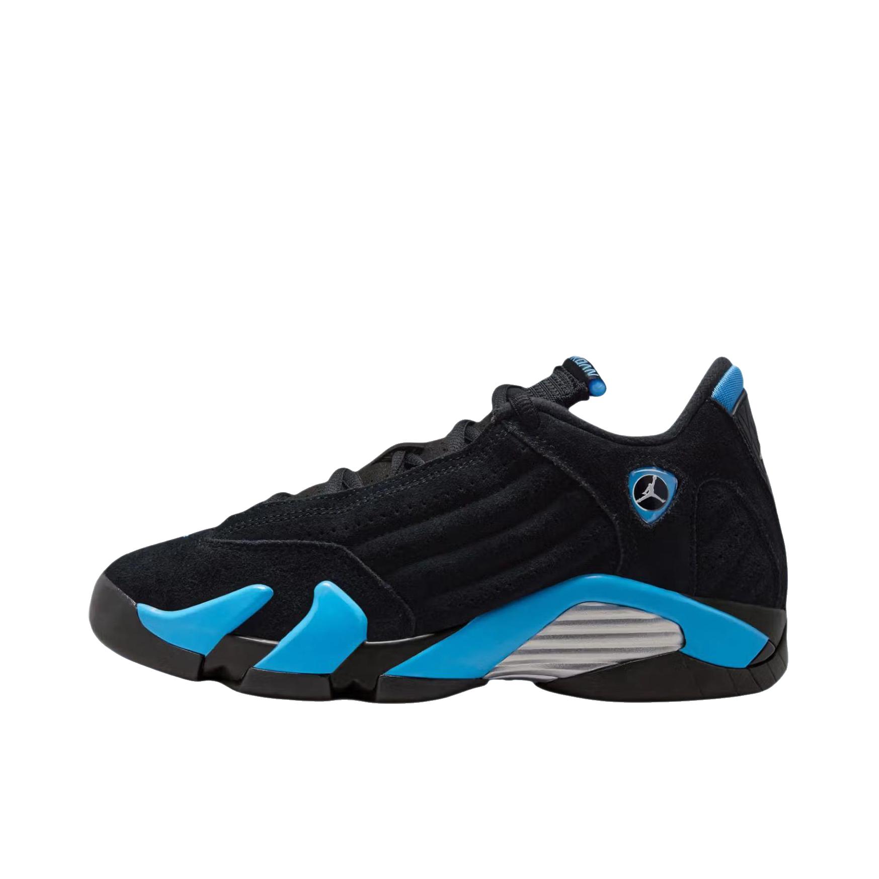推荐商品：Air Jordan 14 篮球鞋 zoom air缓震包裹性支撑防滑耐磨复古简约 中帮/GS款/黑色/大学蓝 