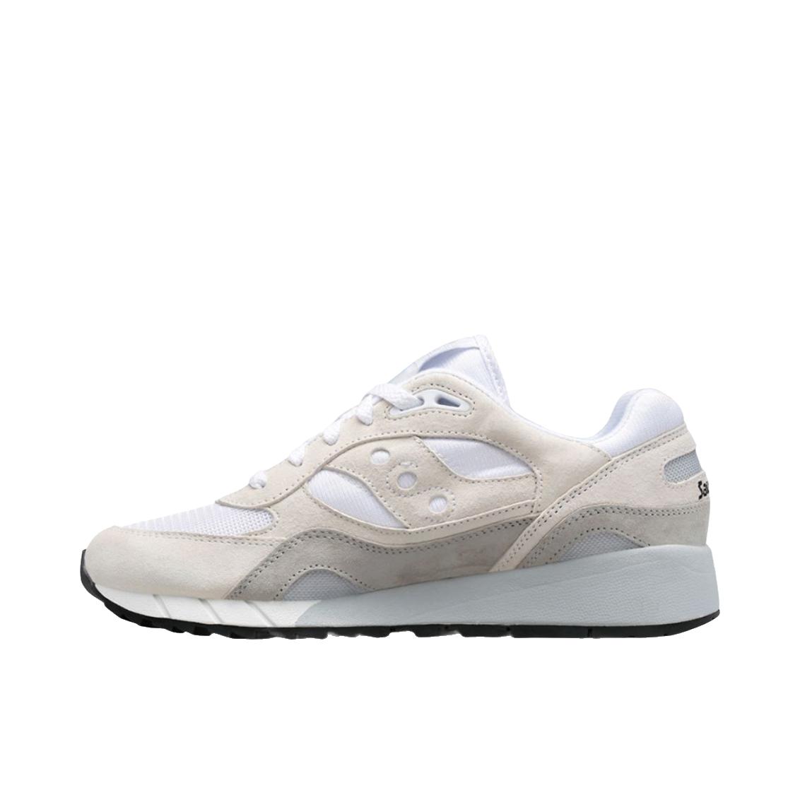 推荐商品：Saucony/索康尼 Shadow 6000 经典复古 防滑耐磨 舒适休闲 透气 防水 织物 运动 跑鞋 M宽/奶白色/灰色