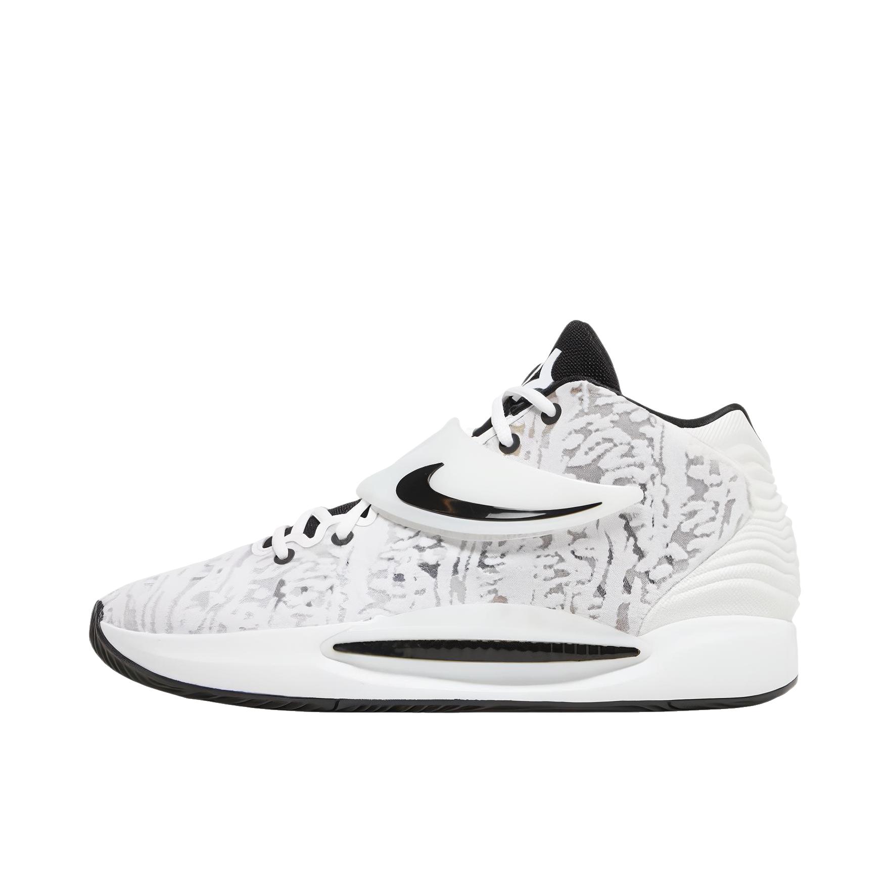 推荐商品：Nike KD 14 杜兰特 防滑耐磨 包裹性 圆头 支撑 实战 减震 织物 魔术贴 篮球鞋 中帮/雪白色