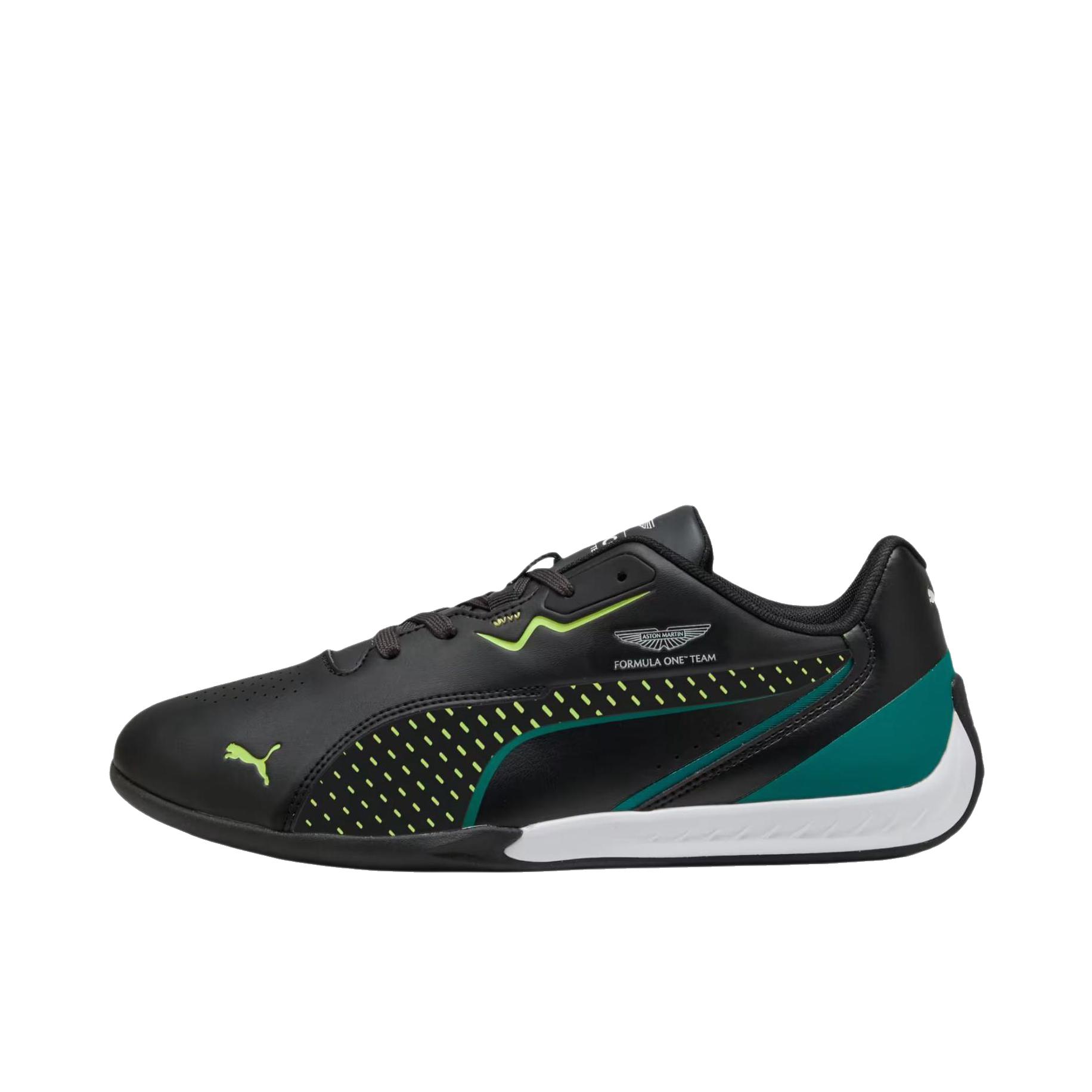 推荐商品：Puma/彪马 TEAM Drift Cat 11 赛车鞋 运动休闲鞋 平跟橡胶圆头系带  ASTON MARTIN联名/低帮/PUMA黑色/青柠闪光