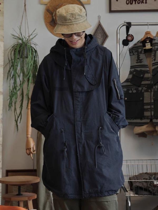 推荐商品：OUTORI 美式可拆卸帽中长款风衣 22OUW001 黑藏青