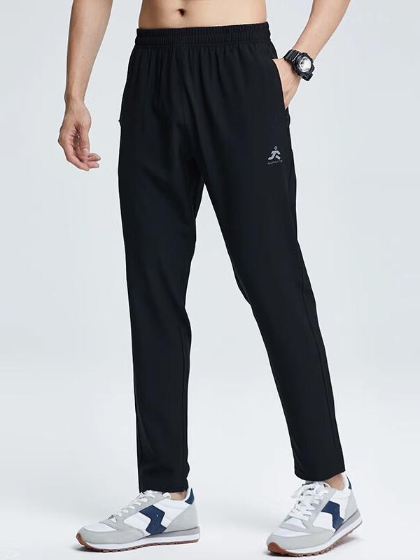 推荐商品：步锐特 速干直筒冰丝薄款束脚平口平角运动长裤 5710 黑