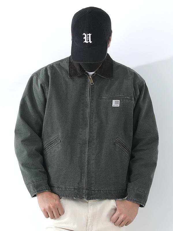 推荐商品：Unblank  复古做旧水洗底特律夹克 UN743 苔藓绿