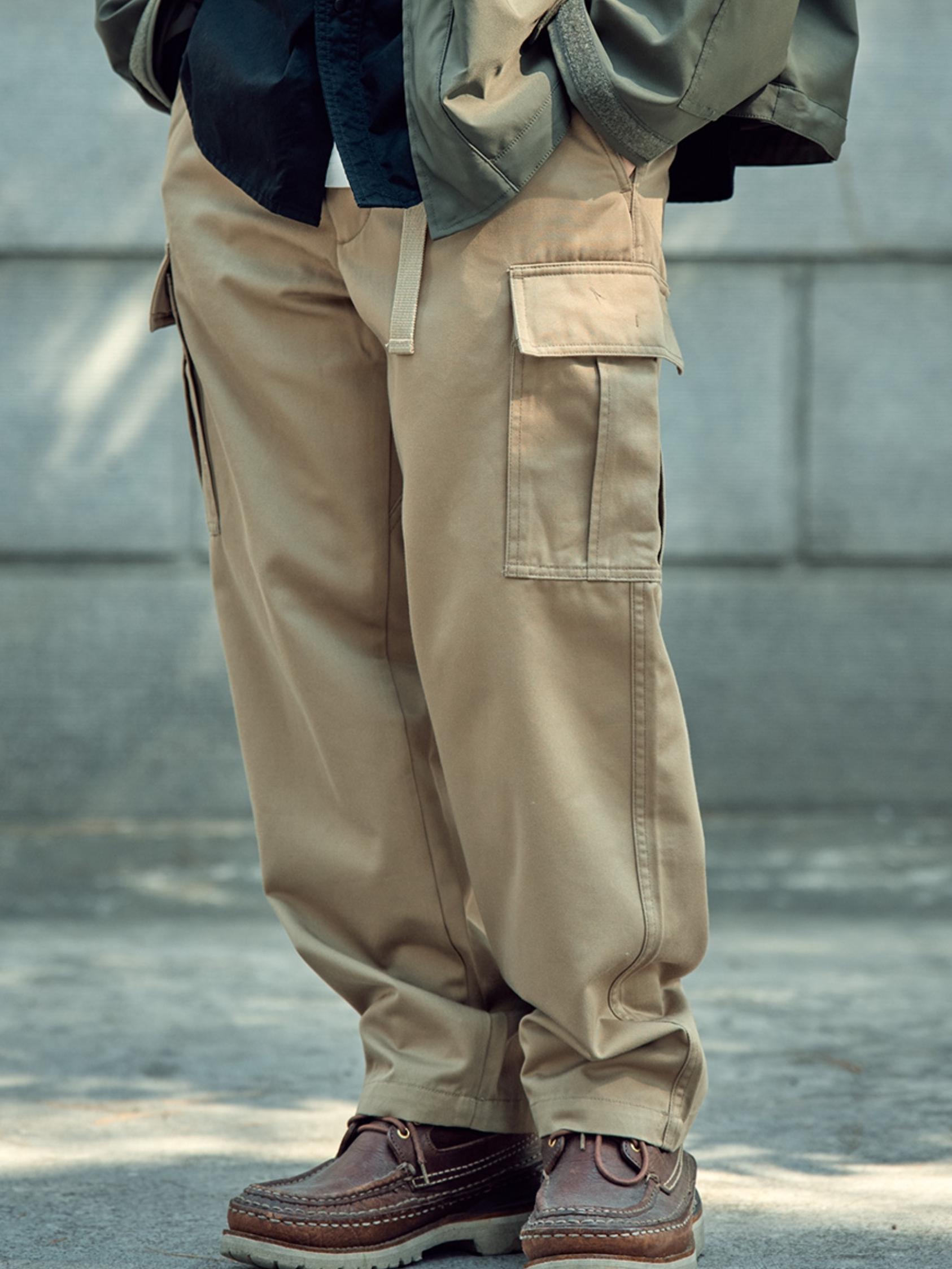 推荐商品：STAPH/老芬 大口袋直筒高腰无弹工装裤 卡其