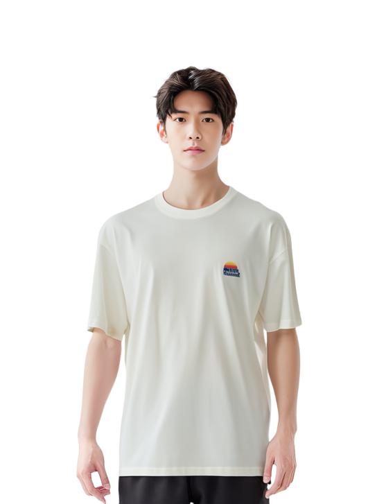 推荐商品：Mostwantedlab 彩虹系列印花新疆棉落肩圆领短袖T恤 MWL-91247-02 白