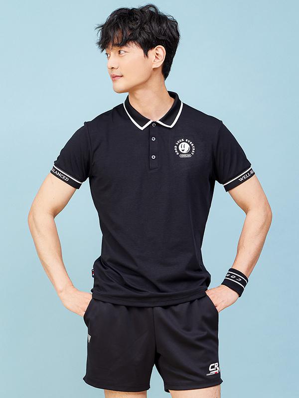 推荐商品：coralian/可莱安 透气速干撞色翻领羽毛球服 男女同款 CST-C4090 男/上下装黑
