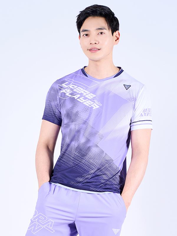 推荐商品：coralian/可莱安 透气速干渐变短袖羽毛球服 CRT-C2297 男/单件上衣/紫