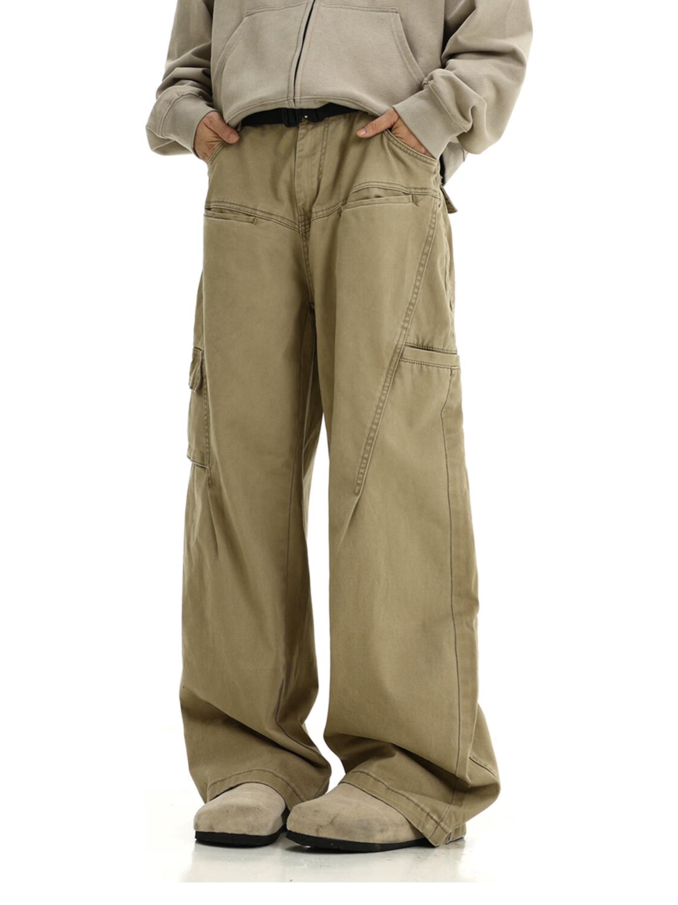 推荐商品：BLACBUK 美式复古水洗阔腿直筒工装伐木裤 男女同款 X05 卡其