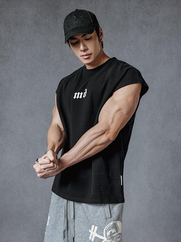 推荐商品：Muscle Dog  美式印花无袖宽肩训练健身背心 MD94002003 黑