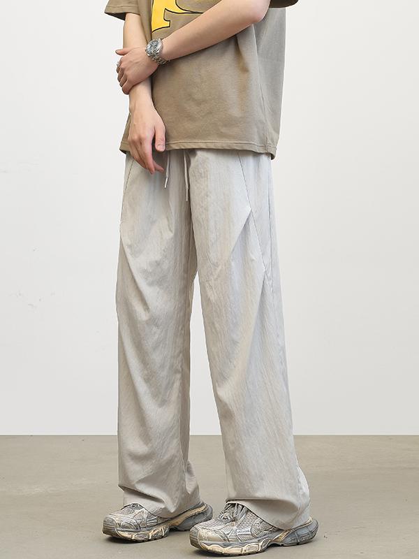 推荐商品：【左其铂同款】MEIPIN TANG 中腰松紧系带直筒工装裤 49YK120 浅灰