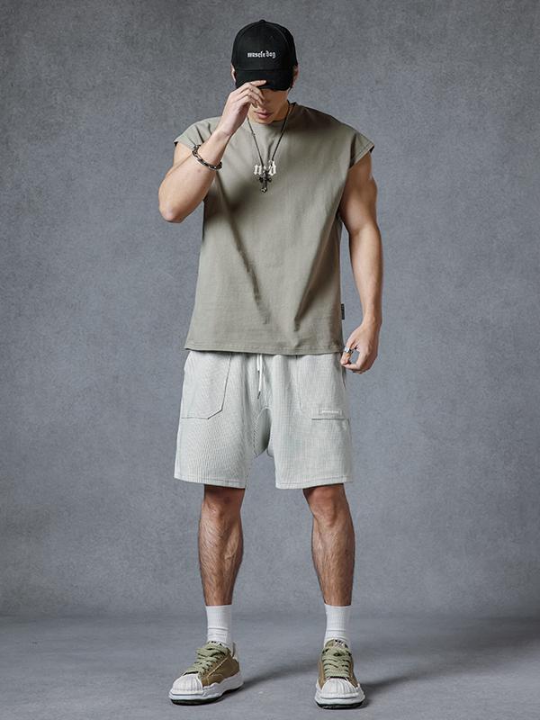 推荐商品：Muscle Dog  美式印花无袖宽肩训练健身背心 MD94002003 浅灰绿