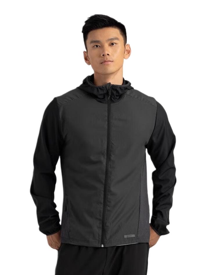 推荐商品：迪卡侬 防紫外线跑步户外速干防风背部网眼防晒衣 555086 【防风款】经典黑 防晒UPF50+