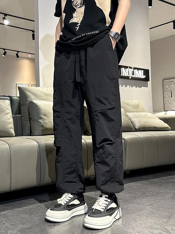 推荐商品：HAVR  纯色透气冰丝薄款系带工装裤 27APC1102 黑