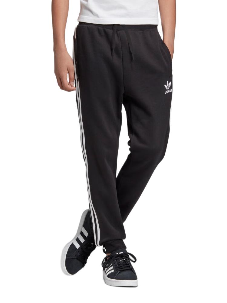 推荐商品：adidas Originals/三叶草 中性针织束脚锥形三条纹亲肤休闲长裤套装 男大童 DV2872 黑