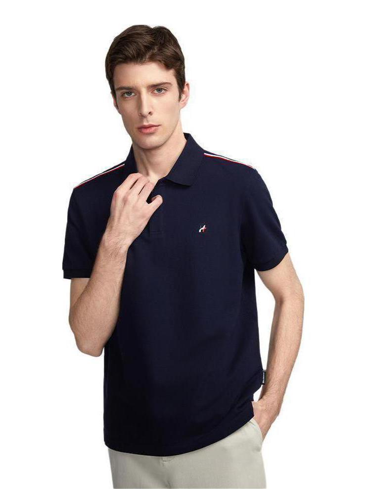 推荐商品：Daniel Hechter/丹尼爱特  纯色速干翻领薄款套头短袖Polo衫 TT52153 宝蓝/凉感抑菌