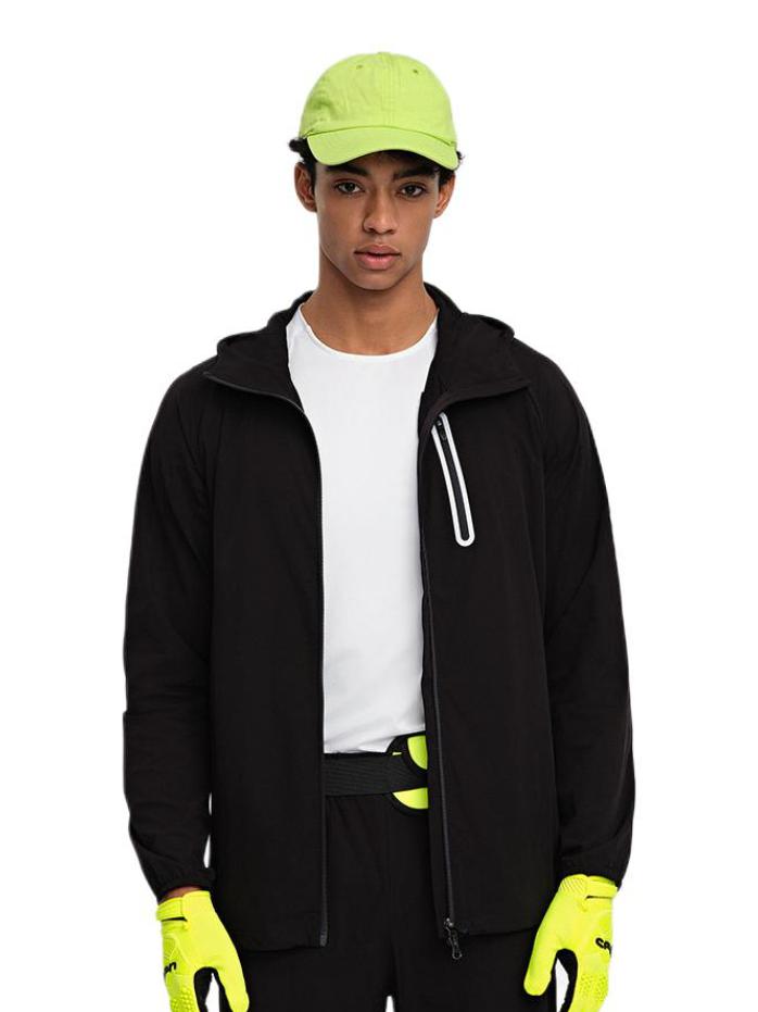 推荐商品：le coq sportif/乐卡克  纯色拉链连帽夹克 L242MCNB1007 黑