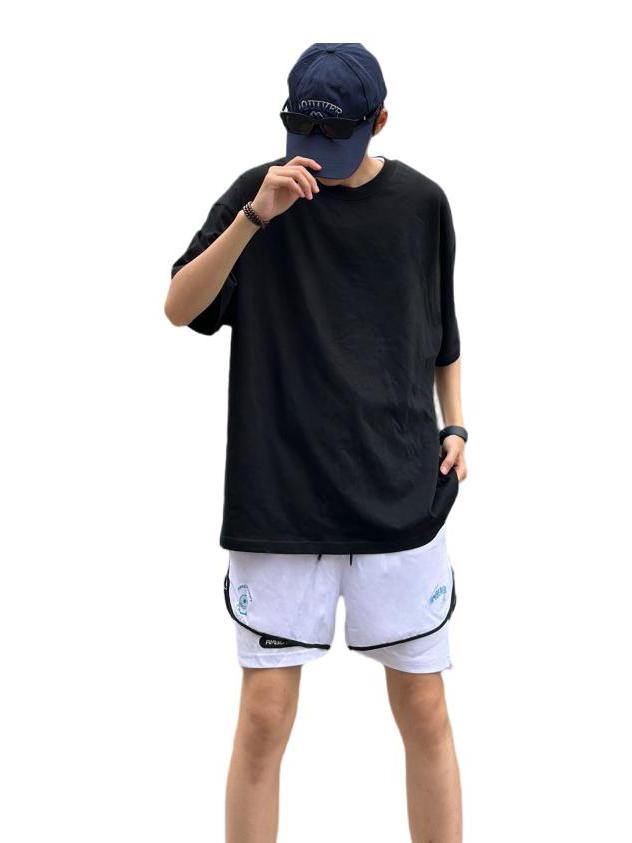 推荐商品：AMBER LIGHT  字母假两件中腰系带运动短裤 男女同款 ALDK623AT 白