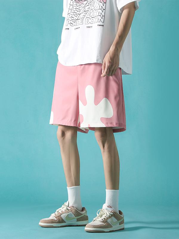 推荐商品：FRQ  涤纶印花中腰系带休闲短裤 男女同款 417-3-DK07-HHCC 粉红