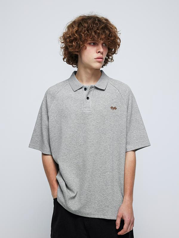 推荐商品：GTRG  美式纯色刺绣透气插肩短袖Polo衫 男女同款 XJ-171-171 花灰