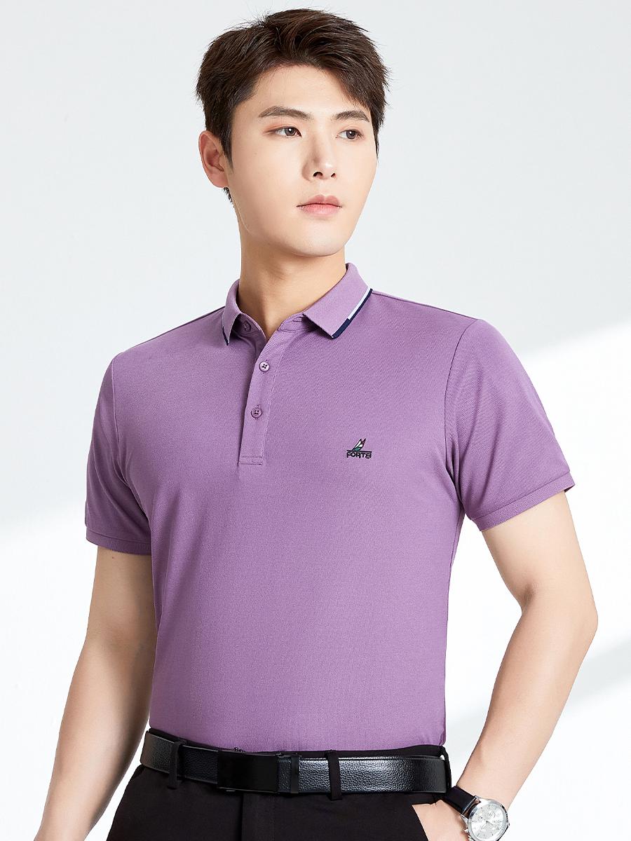 推荐商品：富铤 桑蚕丝翻领套头商务Polo衫 8F004123200562 紫