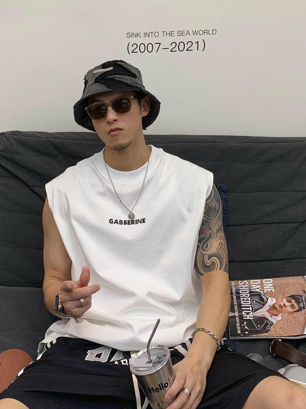 推荐商品：徐太浪 纯棉圆领字母印花直筒背心 男女同款 AL-7958 白