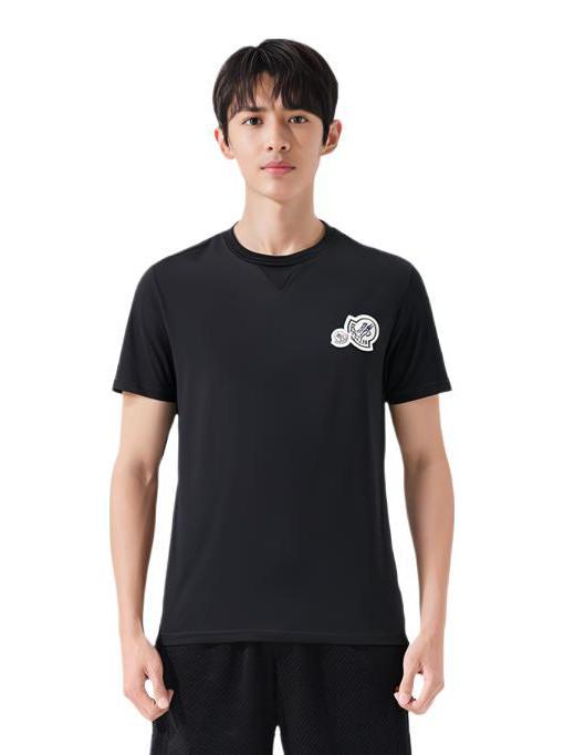 推荐商品：Moncler 双标识Logo印花徽标贴片纯色纯棉圆领套头短袖T恤 男女同款 0918C000388390Y999 黑