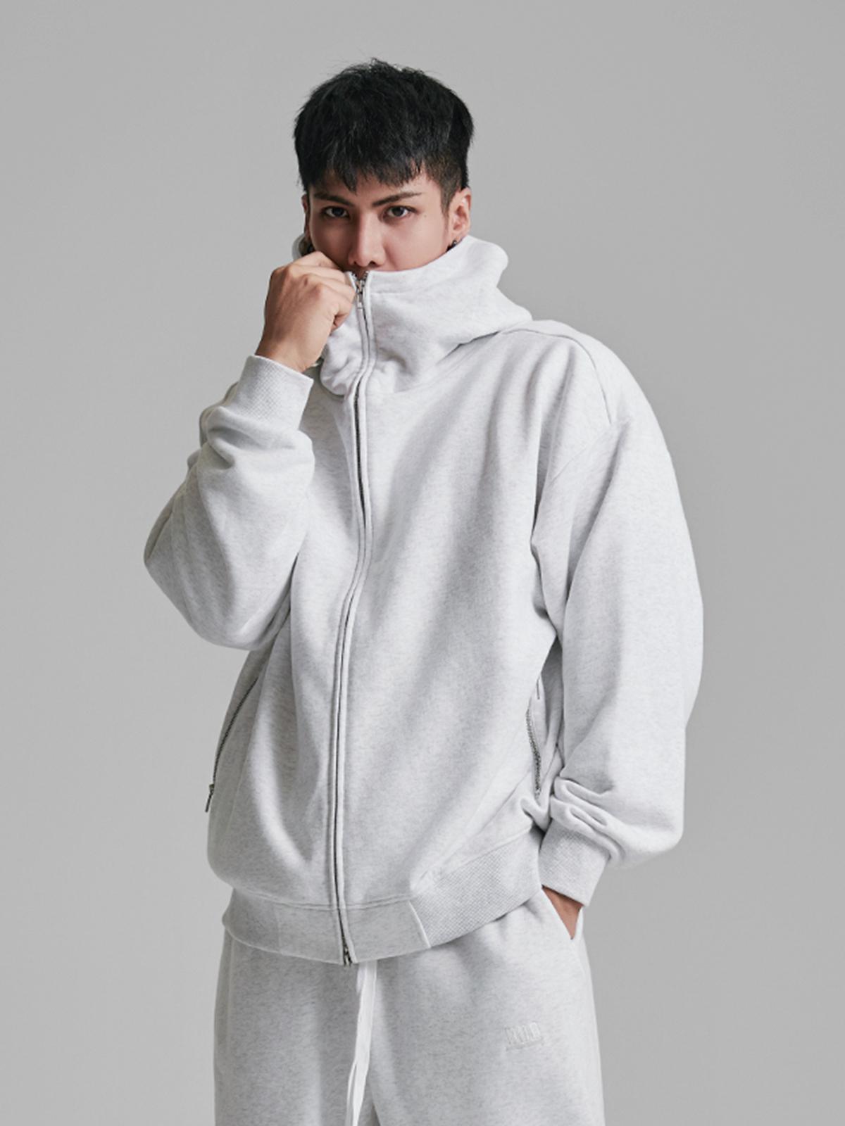 推荐商品：Kylin/无畏东方  半拉链连帽纯色加绒卫衣 男女同款 W23AWB10005 白水泥