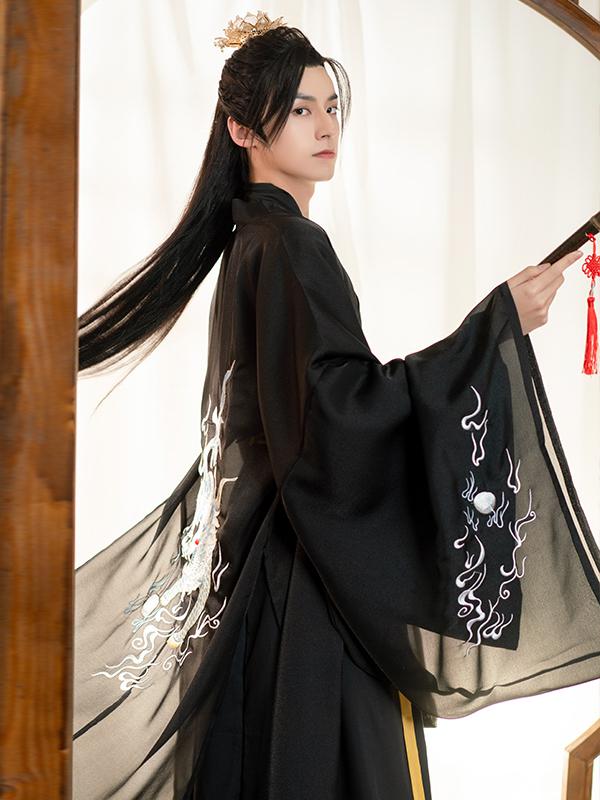 推荐商品：孤鲤 玉麒麟 古装中国风武侠风古风道袍 汉服 黑/玉麒麟套装