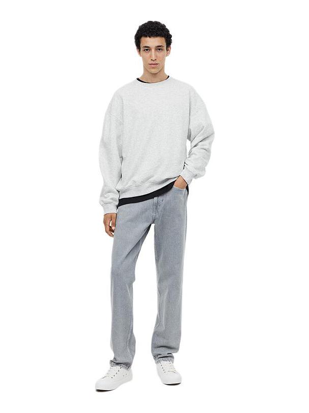 推荐商品：H&M 纯色棉质透气长袖套头圆领运动风卫衣 男女同款 0970818 混浅灰